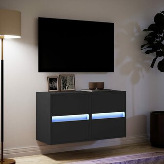 Tv-wandmeubels met LED-verlichting 2 st 41x31x45 cm zwart 5