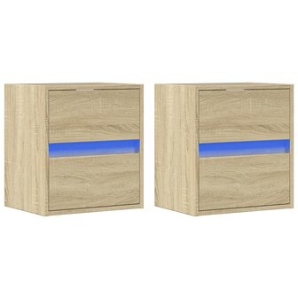 Tv-wandmeubels met LED 2 st 41x31x45 cm sonoma eikenkleurig 3