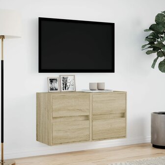 Tv-wandmeubels met LED 2 st 41x31x45 cm sonoma eikenkleurig 4