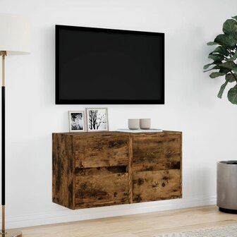 Tv-wandmeubels met LED 2 st 41x31x45 cm gerookt eikenkleurig 4