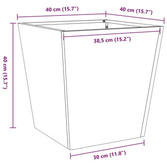 Plantenbakken 2 st 40x40x40 cm staal zwart 12