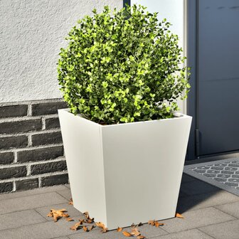 Plantenbakken 2 st 40x40x40 cm staal wit 1