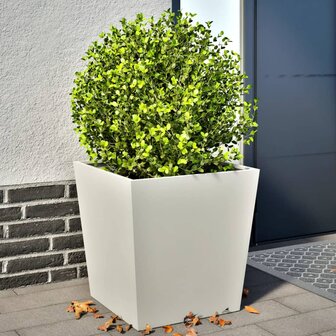 Plantenbakken 2 st 50x50x50 cm staal wit 1