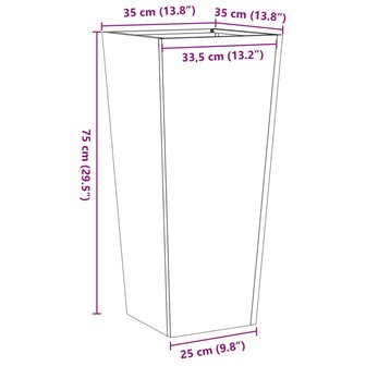 Plantenbak 35x35x75 cm staal zwart 10