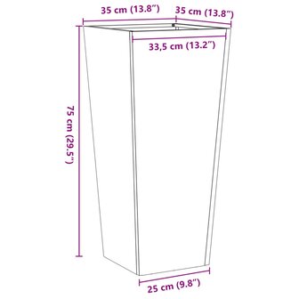 Plantenbak 35x35x75 cm staal antracietkleurig 10