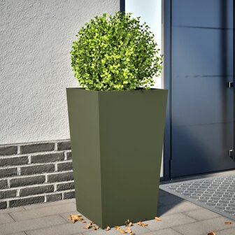 Plantenbak 45x45x75 cm staal olijfgroen 1