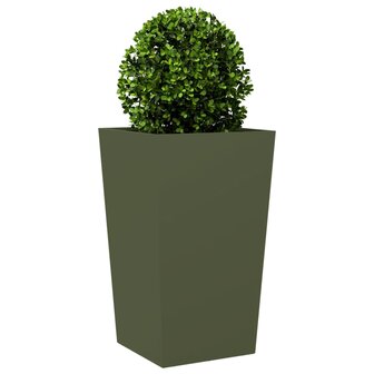 Plantenbak 45x45x75 cm staal olijfgroen 3