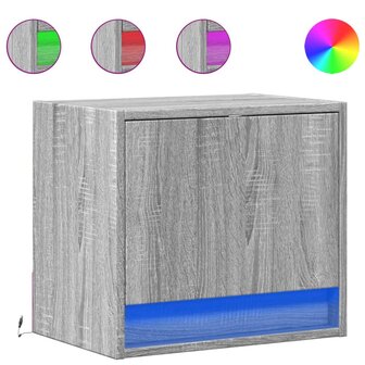 Nachtkastjes met LED&amp;apos;s 2 st wandgemonteerd grijs sonoma eiken 2