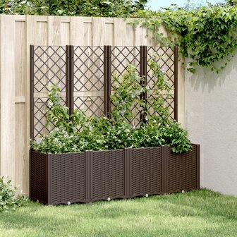 Plantenbak met latwerk 160x40x140 cm polypropeen bruin 1