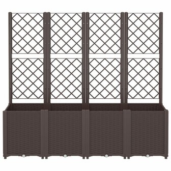 Plantenbak met latwerk 160x40x140 cm polypropeen bruin 3