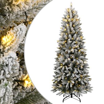 Kunstkerstboom met 150 LED&amp;apos;s en sneeuw 120 cm 1