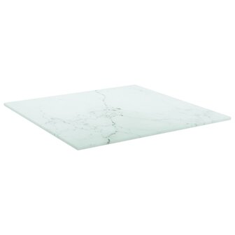 Tafelblad 40x40 cm 6 mm gehard glas met marmeren design wit 2