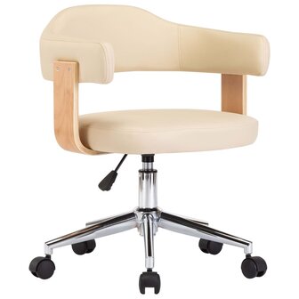 Eetkamerstoelen 6 st draaibaar 6 st kunstleer cr&egrave;mekleurig 3