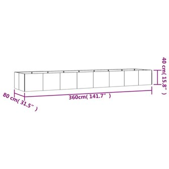 Plantenbak verhoogd 360x80x40 cm cortenstaal 8