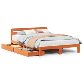 Bed met matras massief grenenhout wasbruin 140x190 cm 2