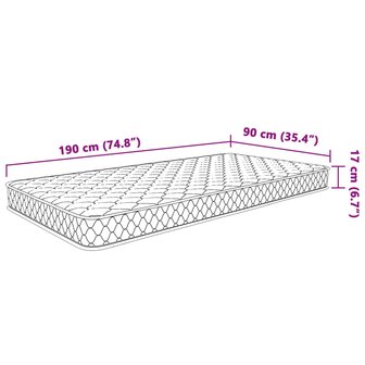 Traagschuimmatras 90x190x17 cm wit 8