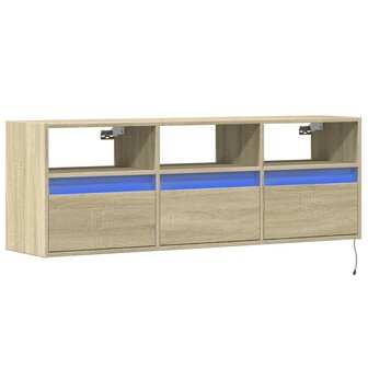 Tv-wandmeubel met LED-verlichting 130x31x45 cm sonoma eiken 3