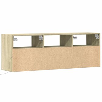 Tv-wandmeubel met LED-verlichting 130x31x45 cm sonoma eiken 8