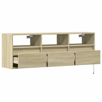 Tv-wandmeubel met LED-verlichting 130x31x45 cm sonoma eiken 9