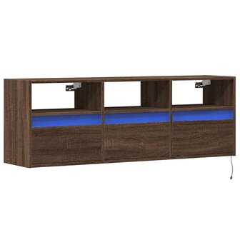 Tv-wandmeubel met LED-verlichting 130x31x45 cm bruin eikenkleur 3