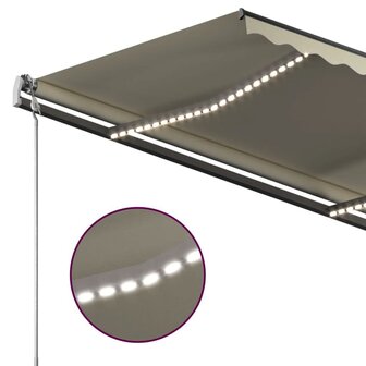 Luifel handmatig uittrekbaar met LED 4x3 m cr&egrave;mekleurig 7