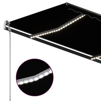 Luifel handmatig uittrekbaar met LED 4x3 m antracietkleurig 7