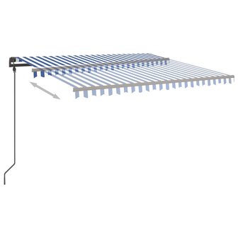 Luifel handmatig uittrekbaar met LED 4,5x3,5 m blauw en wit 5