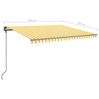 Luifel handmatig uittrekbaar met LED 4,5x3,5 m geel en wit 10