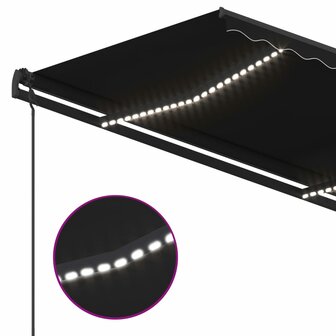 Luifel handmatig uittrekbaar met LED 4,5x3,5 m antracietkleurig 6