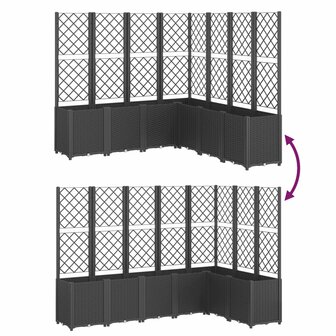 Plantenbak met latwerk 160x160x140 cm polypropeen zwart 6