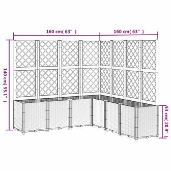 Plantenbak met latwerk 160x160x140 cm polypropeen bruin 9