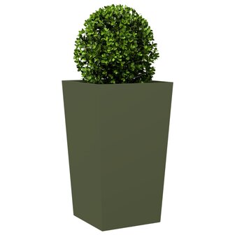 Plantenbakken 2 st 45x45x75 cm staal olijfgroen 4