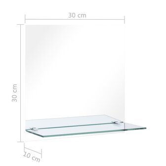 Wandspiegel met schap 30x30 cm gehard glas 6