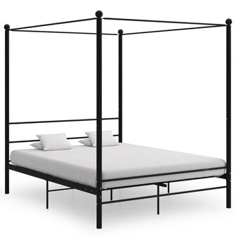 Hemelbedframe metaal zwart 160x200 cm  1