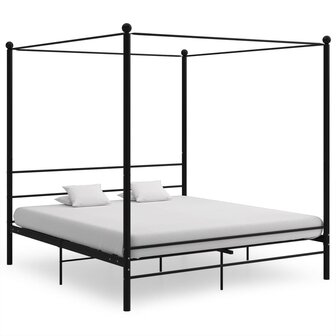 Hemelbedframe metaal zwart 180x200 cm  1