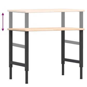 Werkbank rechthoekig 100x60x(71,5-98) cm massief eikenhout 9