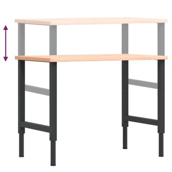 Werkbank rechthoekig 100x60x(71,5-98) cm massief beukenhout 9