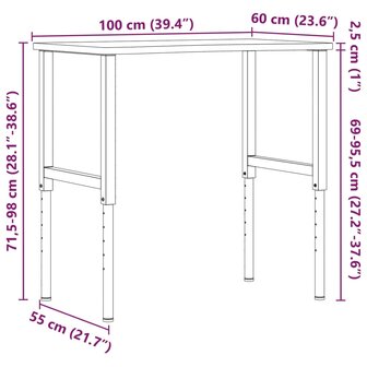 Werkbank 100x(55-60)x(71,5-98) cm massief beukenhout 12