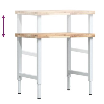 Werkbank rechthoekig 80x60x(73-99,5) cm massief acaciahout 9