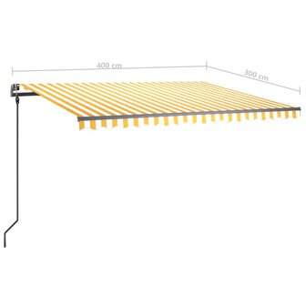 Luifel handmatig uittrekbaar met LED 4x3 m geel en wit 11