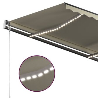 Luifel handmatig uittrekbaar met LED 4x3,5 m cr&egrave;mekleurig 6