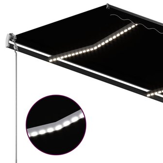 Luifel handmatig uittrekbaar met LED 4x3,5 m antracietkleurig 6