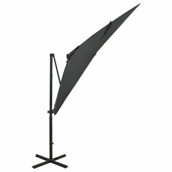 Zweefparasol met paal en LED-verlichting 250 cm antracietkleur 2