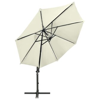 Zweefparasol met paal en LED-verlichting 300 cm zandkleurig 3