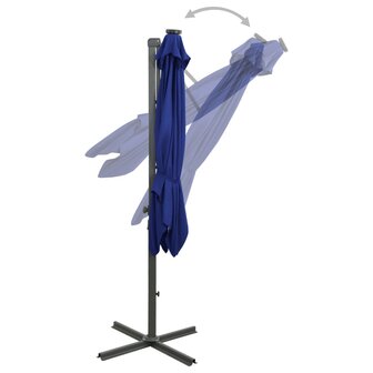 Zweefparasol met paal en LED-verlichting 300 cm azuurblauw 2