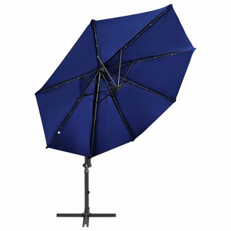 Zweefparasol met paal en LED-verlichting 300 cm azuurblauw 4