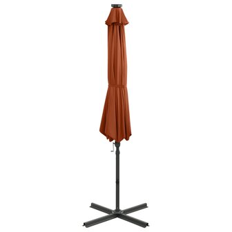 Zweefparasol met paal en LED-verlichting 300 cm terracottakleur 4