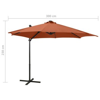 Zweefparasol met paal en LED-verlichting 300 cm terracottakleur 10