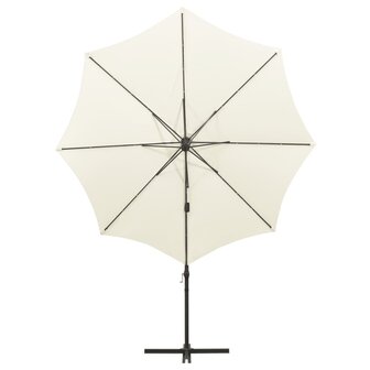 Zweefparasol met paal en LED-verlichting 300 cm zandkleurig 3