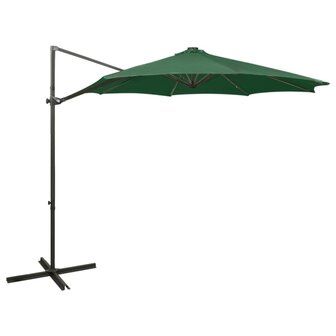 Zweefparasol met paal en LED-verlichting 300 cm groen 1